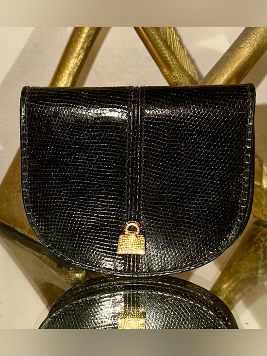 Judith Leiber Handbags - Vintage new Judith Leiber black exotic lizard small wallet